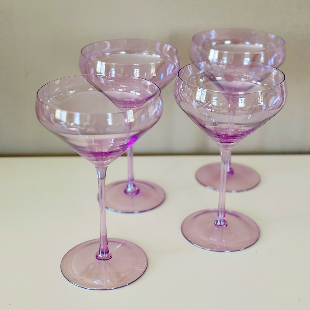 Purple sheer iridescent coupe glasses